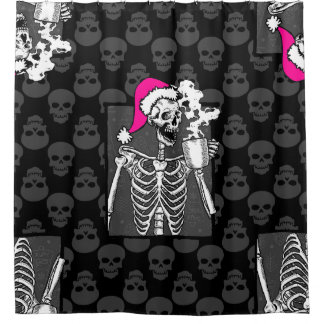 Cortina Para Box gótico negro de natal esmalte esqueleto de café co