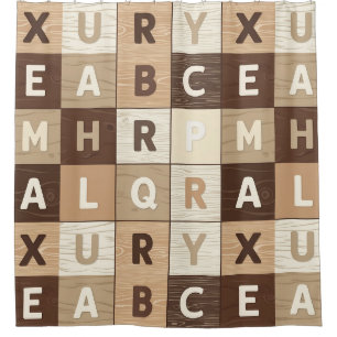 Cortina Para Box Grade de Letras de Madeira