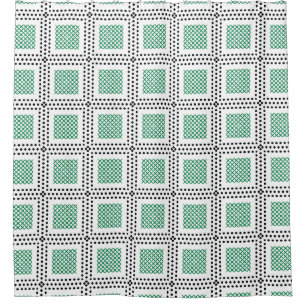 Cortina Para Box Grade Pontilhada: Verde Repetitivo e Quadrado Bran
