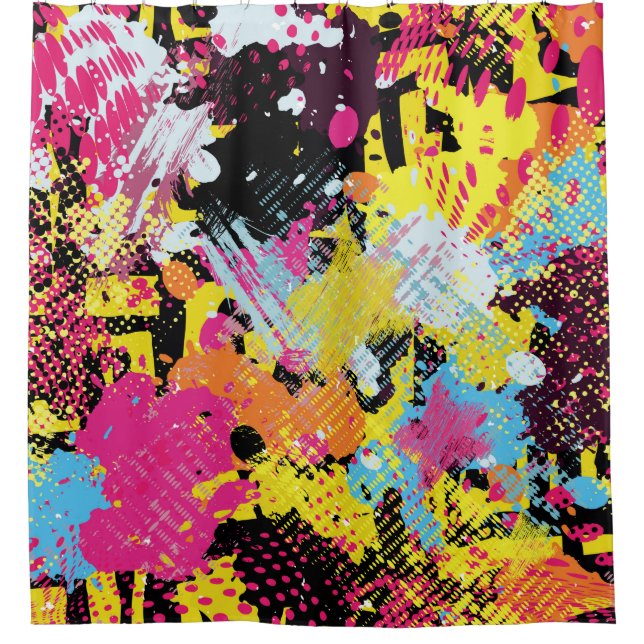 Cortina Para Box Graffiti bright psychedelic seamless pattern illus (Frente)