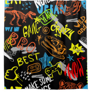 Cortina Para Box Grafite para rapazes: Resfriamento desenhado à mão