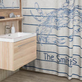 Cortina Para Box Grande Ilustração Crustácea De Caranguejo Azul