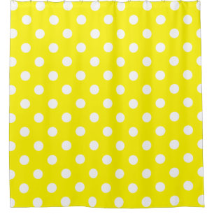 Cortina Para Box Grandes bolinhas - branco no limão - amarelo