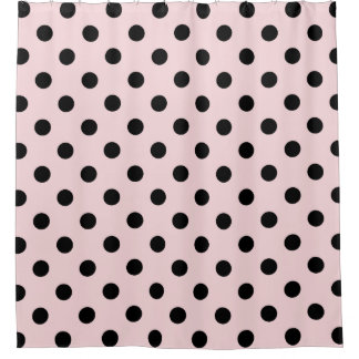 Cortina Para Box Grandes bolinhas - preto em rosa pálido