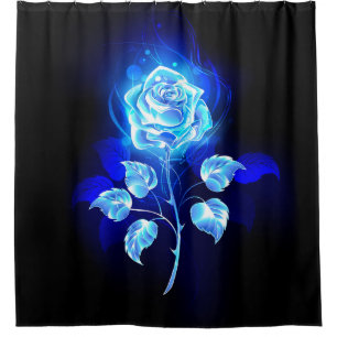 Cortina Para Box Gravação de Rosa Azul