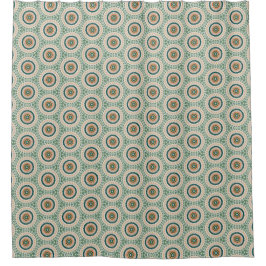 Cortina Para Box Green Orange And Blue Boho Chic Circle Pattern