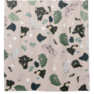 Cortina Para Box Green Terrazzo Pattern