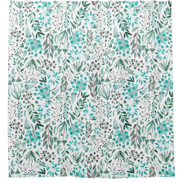 Cortina Para Box Green Watercolor Foliage (Frente)