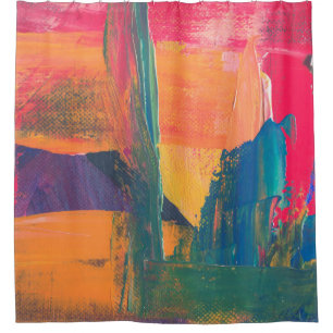 Cortina Para Box Green, yellow, and red abstract painting