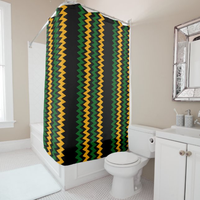 Cortina Para Box Grelhas Douradas de Grelha Verde e Amarelo (In Situ)