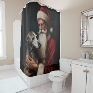 Cortina Para Box Greyhound Com Papai Noel Natal Festivo