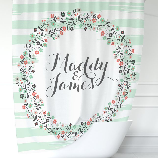 Cortina Para Box Grinalda Floral Verde Personalizada (Criador carregado)