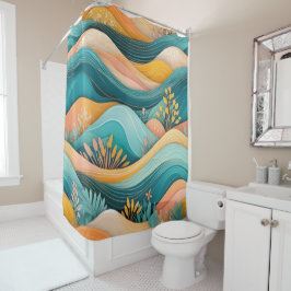 Cortina Para Box Groovy Retro Landscape Na moda Legal