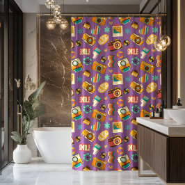 Cortina Para Box Groovy Swirl Curtain Retro Pastel Shower Style