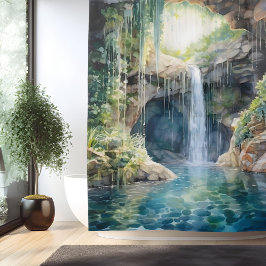 Cortina Para Box Grotto de Cachoeira Etérea em Aquarela