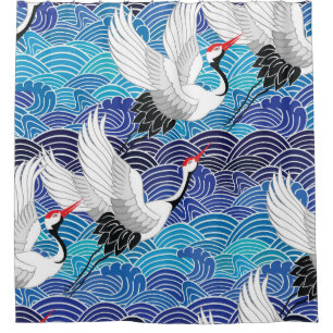 Cortina Para Box Grua Japonesa: Padrão de Aves Ornamentados.