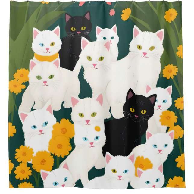 Cortina Para Box Grupo de Gatos (Frente)