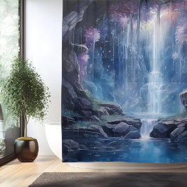 Cortina Para Box Gruta de Cachoeira Etérea em Aquarela