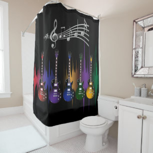 Cortina Para Box Guitarra coloridas da música