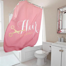 Cortina Para Box Hairstylist Makeup Salon Modern Pink Tesoura Doura