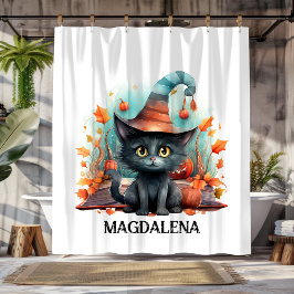 Cortina Para Box Halloween Black Cat Autumn Witchy