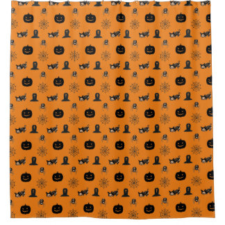 Cortina Para Box Halloween Cat Shower Curtain 