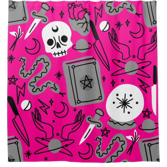 Cortina Para Box halloween occult magical mystical esoteric pink (Frente)