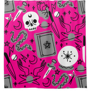 Cortina Para Box halloween oculto mágico místico esotérico rosa