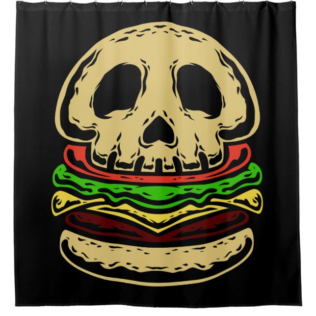 Cortina Para Box hambúrguer esqueleto do crânio aleijado hambúrguer (Frente)