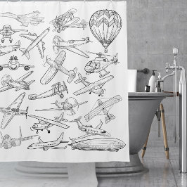 Cortina Para Box Hand drawn Airplanes Aviation Pilot Aviator Fun