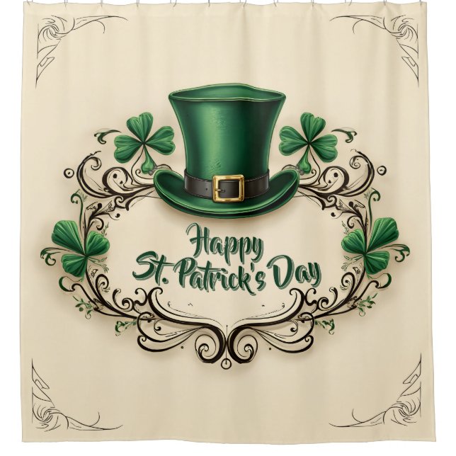 Cortina Para Box Happy St. Patrick’s Day Shamrock Design (Frente)