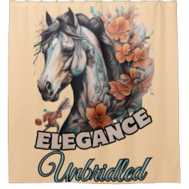 Cortina Para Box Harmonia Floral: Tatuagem Equina com Flores Laranj