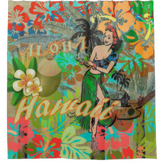 Cortina Para Box Hawaii Flower Hula Vintage - Gráfico Floral