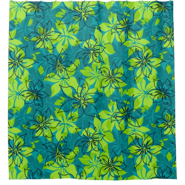 Cortina Para Box Hawaiian Camo do hibiscus de Olowalu (Frente)