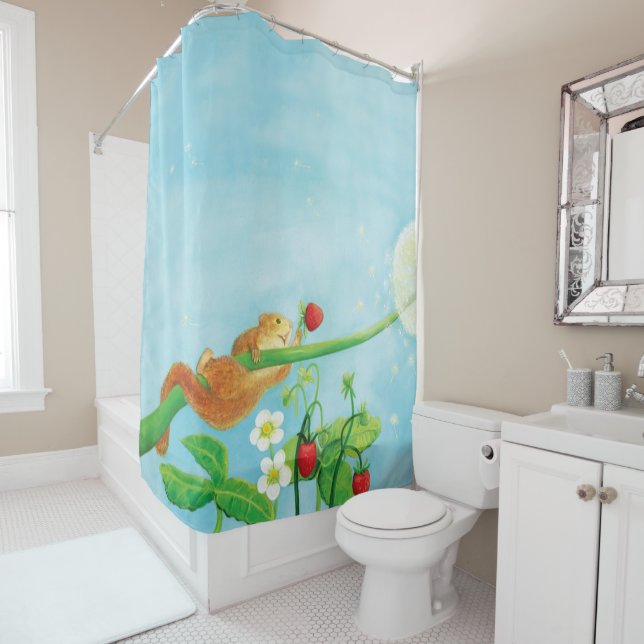 Cortina Para Box Hazel Dormouse Escalando uma Bola de Dandelion (In Situ)