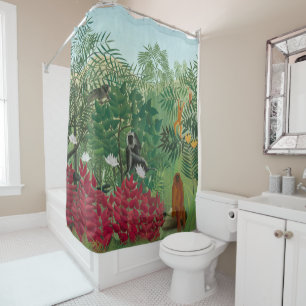 Cortina Para Box Henri Rousseau - Floresta Tropical com Macacos