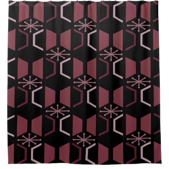 Cortina Para Box Hexágonos de Idade Atômica Borgonha Negra (Frente)
