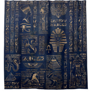 Cortina Para Box Hieroglyphs e deidade-ouro egípcios no mármore