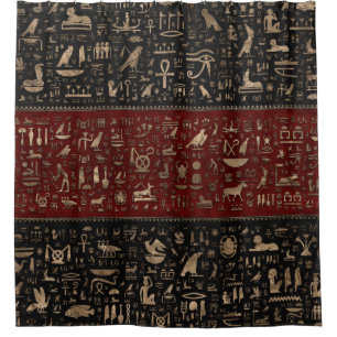 Cortina Para Box Hieroglyphs egípcios antigos - couro vermelho