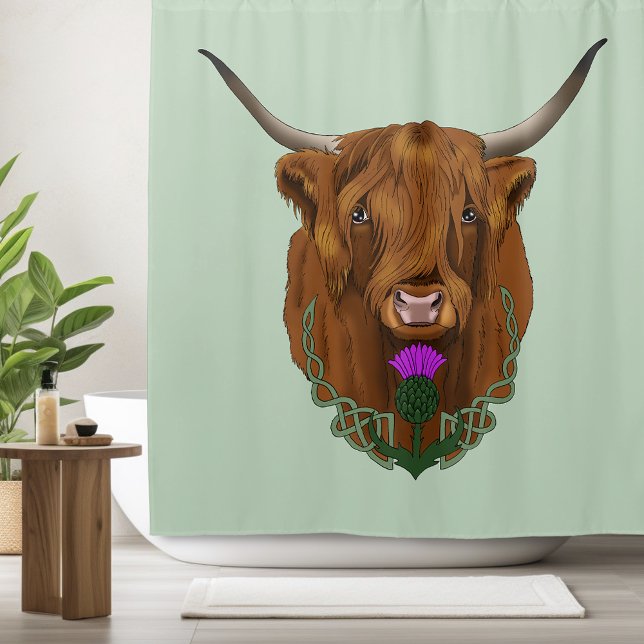 Cortina Para Box Highland Scottish Cow Purple Celular Knot Work (Criador carregado)