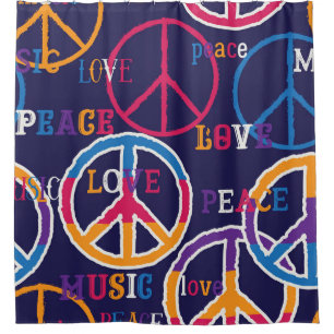 Cortina Para Box Hippie Peace: Design de símbolos vibrantes.