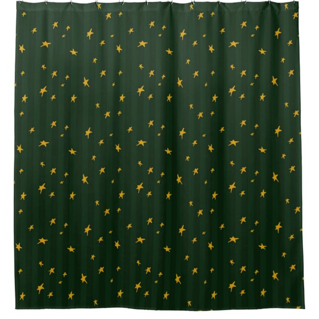 Cortina Para Box Holiday Green Yellow Stripe Star Christmas  (Frente)