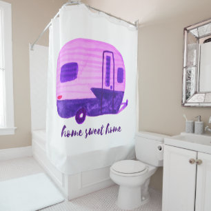 Cortina Para Box Home Sweet Home Retro RV Trailer Camper Watercolor