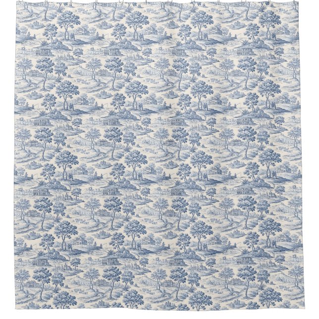 Cortina Para Box Homestead Blue Toile (Frente)