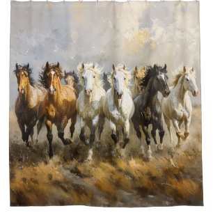 Cortina Para Box Horse Herd Galloping Mustang Painting