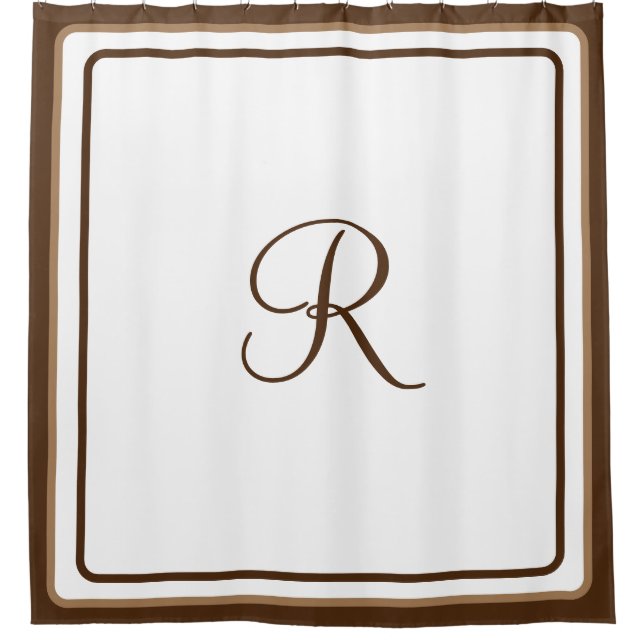 Cortina Para Box Hotel Chic Monogramed Simple Brown Bath (Frente)