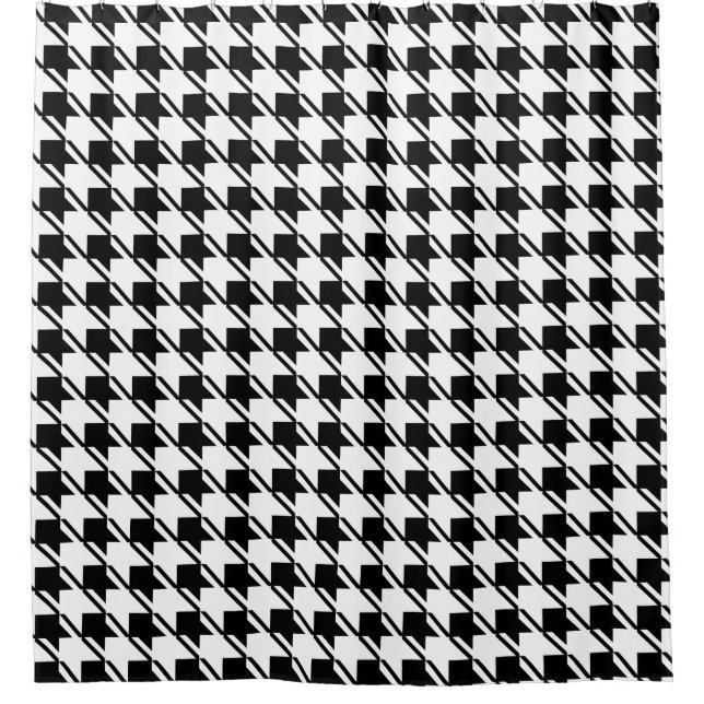 Cortina Para Box Houndstooth branco preto (Frente)