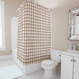 Cortina Para Box Houndstooth Pattern Mocha Mousse e White