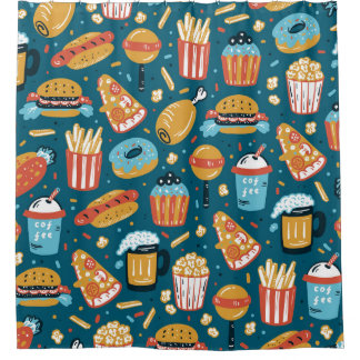 Cortina Para Box Ícones de Comida Rápida: Portas de Vintage