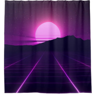 Cortina Para Box Ilusão de Fundo Retroativo 80s com elementos 3D